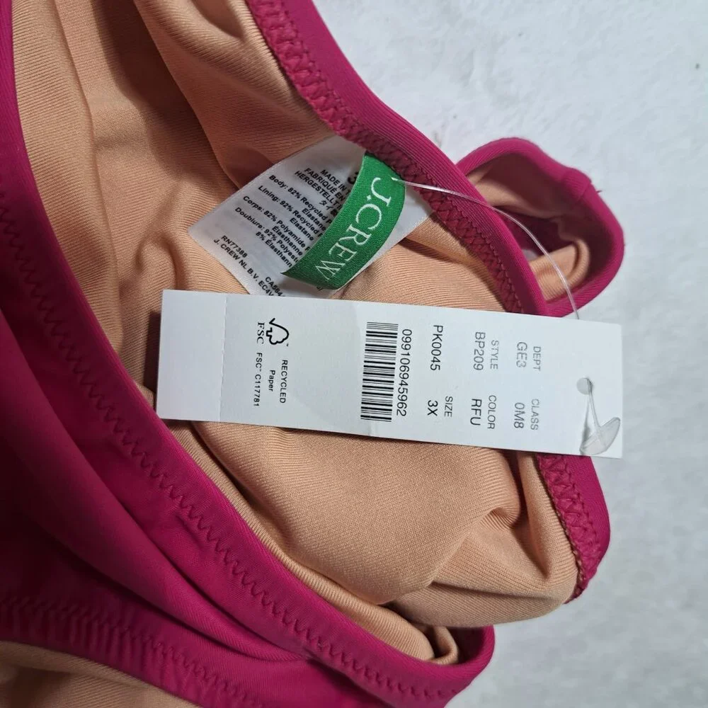 J. Crew Heritage 1989 High‎ Leg Bikini Bottom Size 3X Radiant Fuchsia Pink BP209